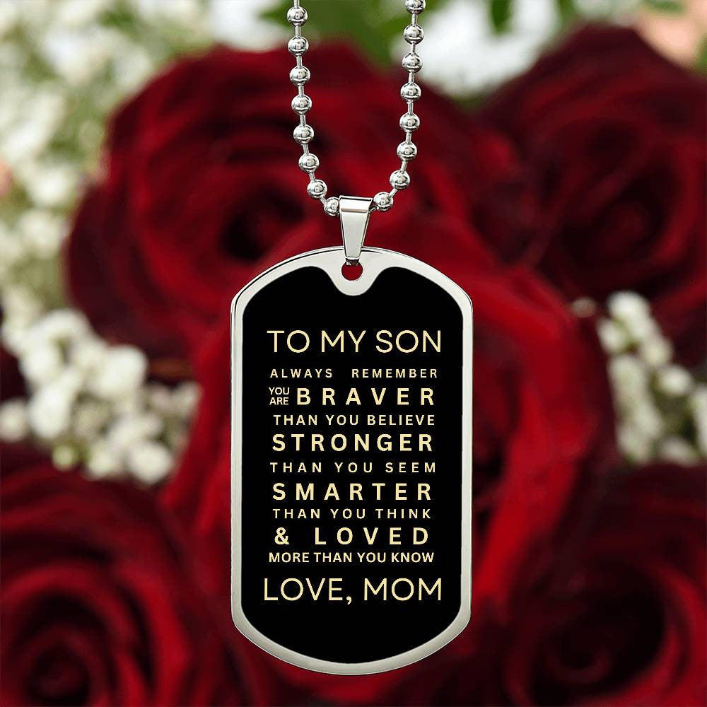 Personalized Dog Tag Necklace From a Loving Mom to Her Son