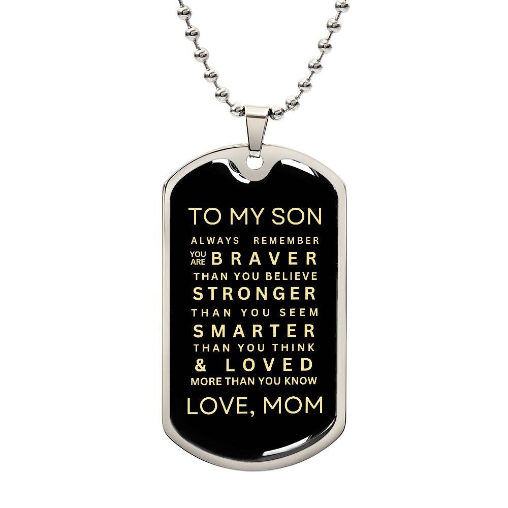 Personalized Dog Tag Necklace From a Loving Mom to Her Son