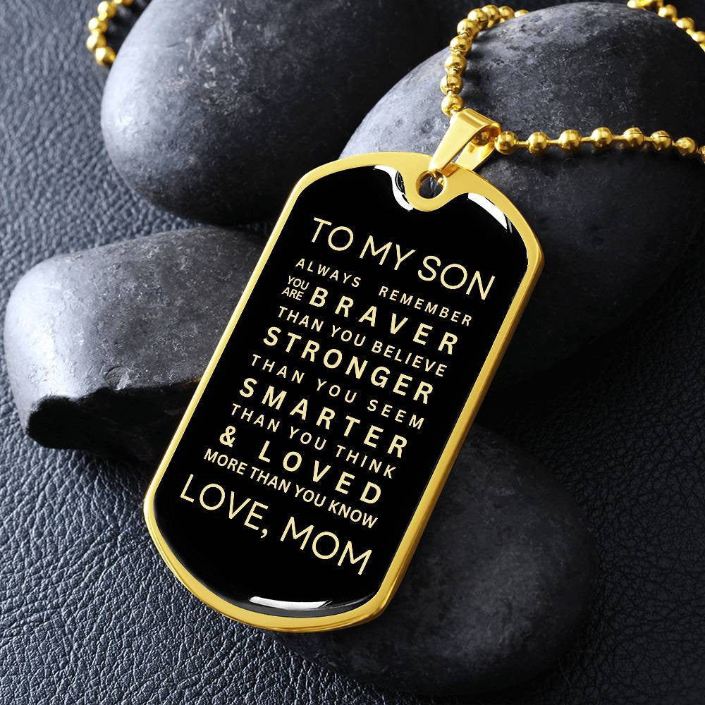 Personalized Dog Tag Necklace From a Loving Mom to Her Son