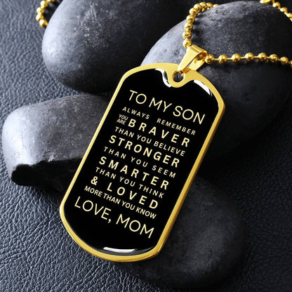 Personalized Dog Tag Necklace From a Loving Mom to Her Son