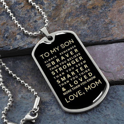 Personalized Dog Tag Necklace From a Loving Mom to Her Son