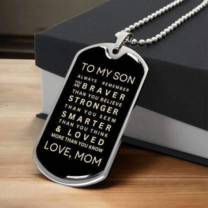 Personalized Dog Tag Necklace From a Loving Mom to Her Son