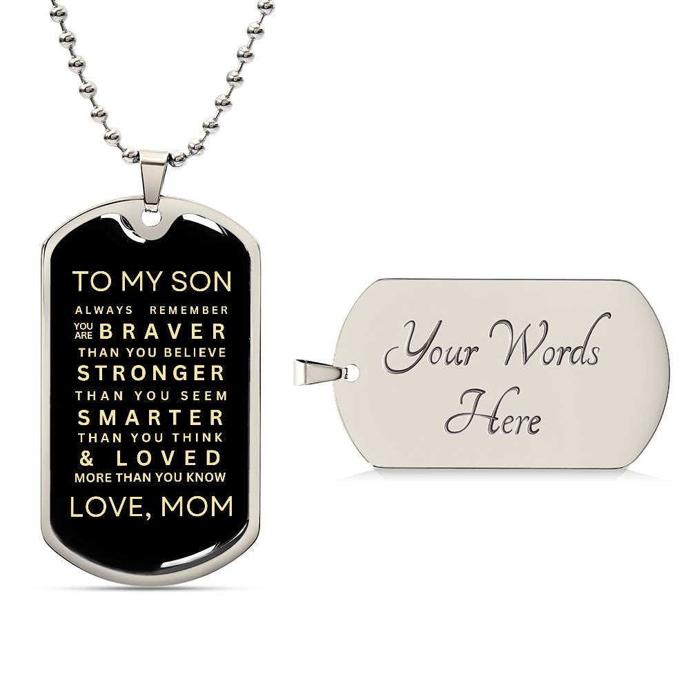 Personalized Dog Tag Necklace From a Loving Mom to Her Son