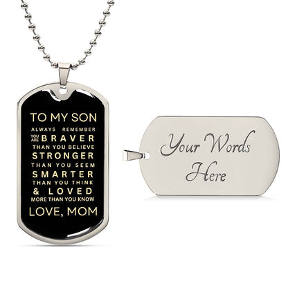 Personalized Dog Tag Necklace From a Loving Mom to Her Son