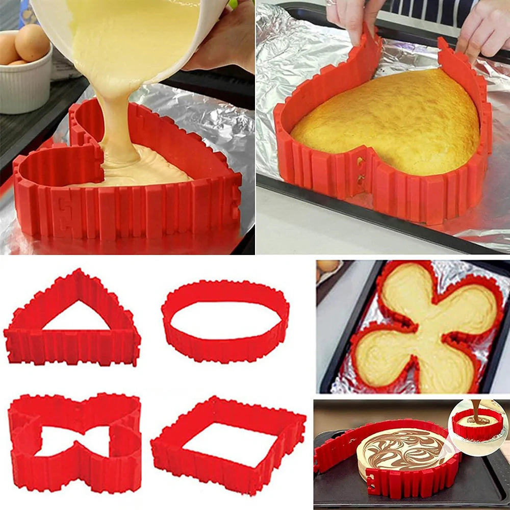 Flexible DIY Silicone Cake Mold Square Flower Heart Round Cake Pan Baking Moulds Tools