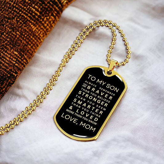 Personalized Dog Tag Necklace From a Loving Mom to Her Son